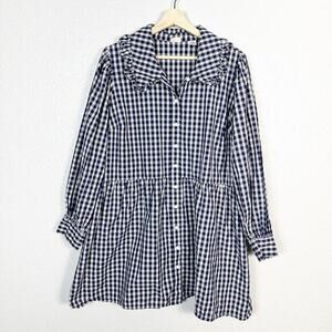 Levi’s Women’s Mira Blue Plaid Cottagecore Long‎ Sleeve Mini Dress Size 2X
